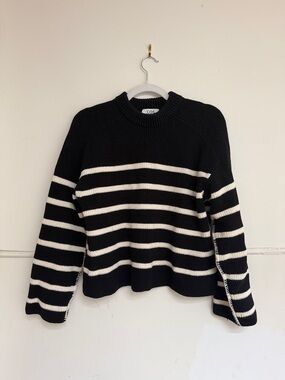 COS Black and White Striped Crewneck Sweater